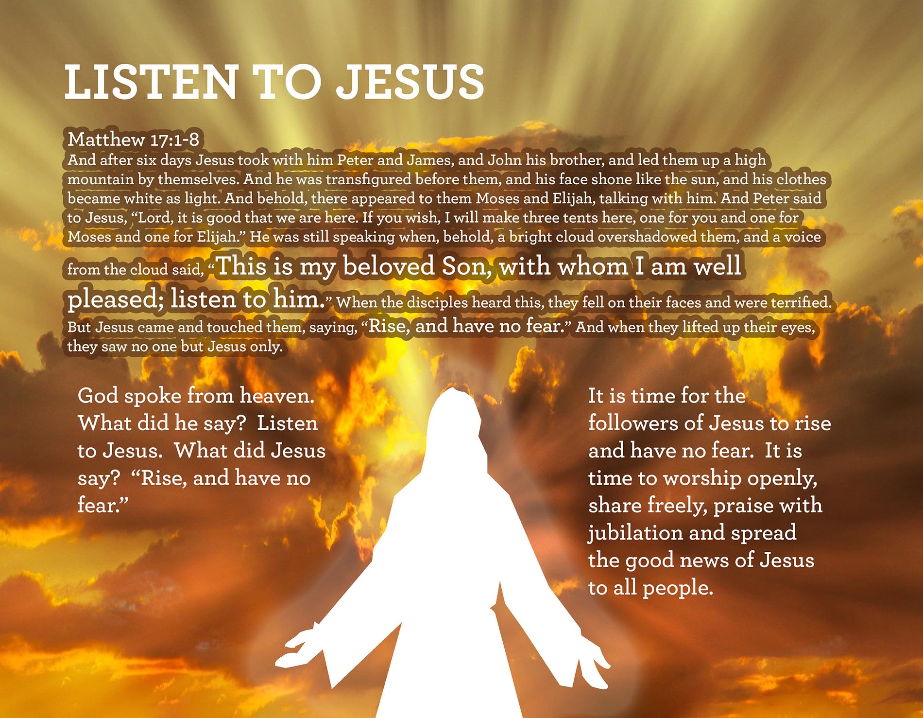 LISTEN TO JESUS Matthew 17:1-8